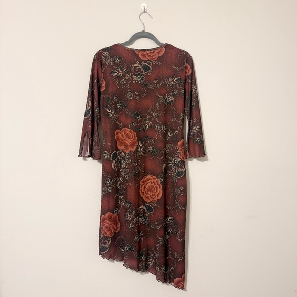 Expressions Vintage Burgundy Maroon Floral Dress - Picture 2 of 5